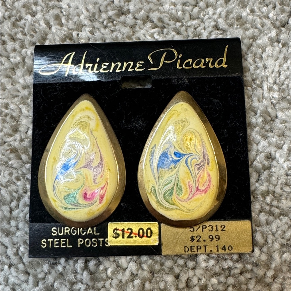 Vintage Ceramic & Steel Earrings